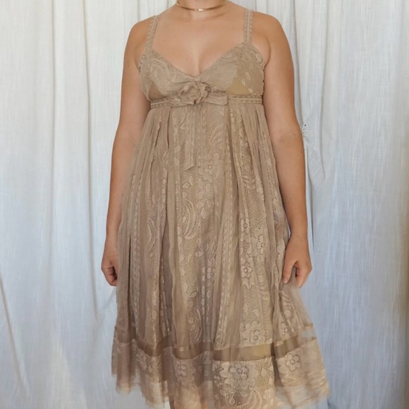 Anna Sui Dresses & Skirts - Anna Sui Lace & Tulle Babydoll Dress Midi Sz 12